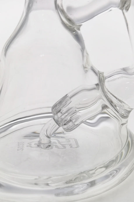 Close-up view of Thick Ass Glass Mini Inline Recycler Dab Rig with clear percolator