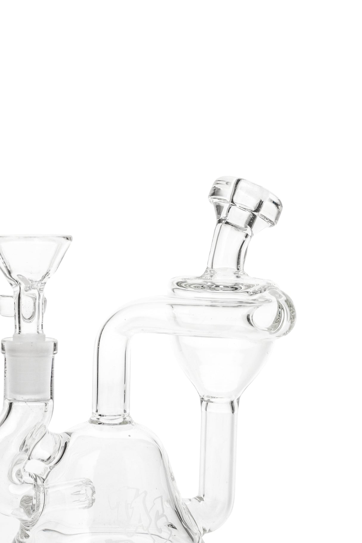 TAG 4.5" Mini Multiplying Inline Recycler Dab Rig, 10MM Female Joint - Clear Glass Close-up