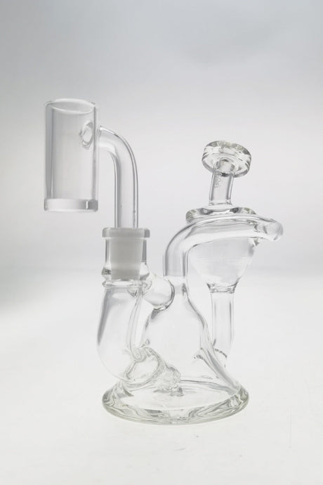 TAG 4.5" Mini Inline Recycler Dab Rig with 10MM Female Joint, Front View on White Background
