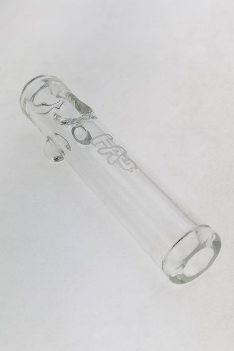 TAG 5" Clear Borosilicate Glass Steam Roller with Laser Engraved Logo - Angled Side View