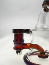 TAG 5" Super Slit UFO Banger Hanger side view, clear borosilicate glass with amber accents