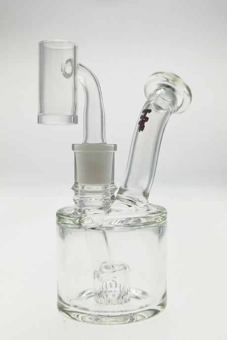 TAG 5.5" Super Slit Froth Puck Rig with clear borosilicate glass and pink slyme label, side view