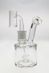 TAG 5.5" Super Slit Froth Puck Rig with Showerhead Percolator, 65x5MM Clear Borosilicate Glass, Front View