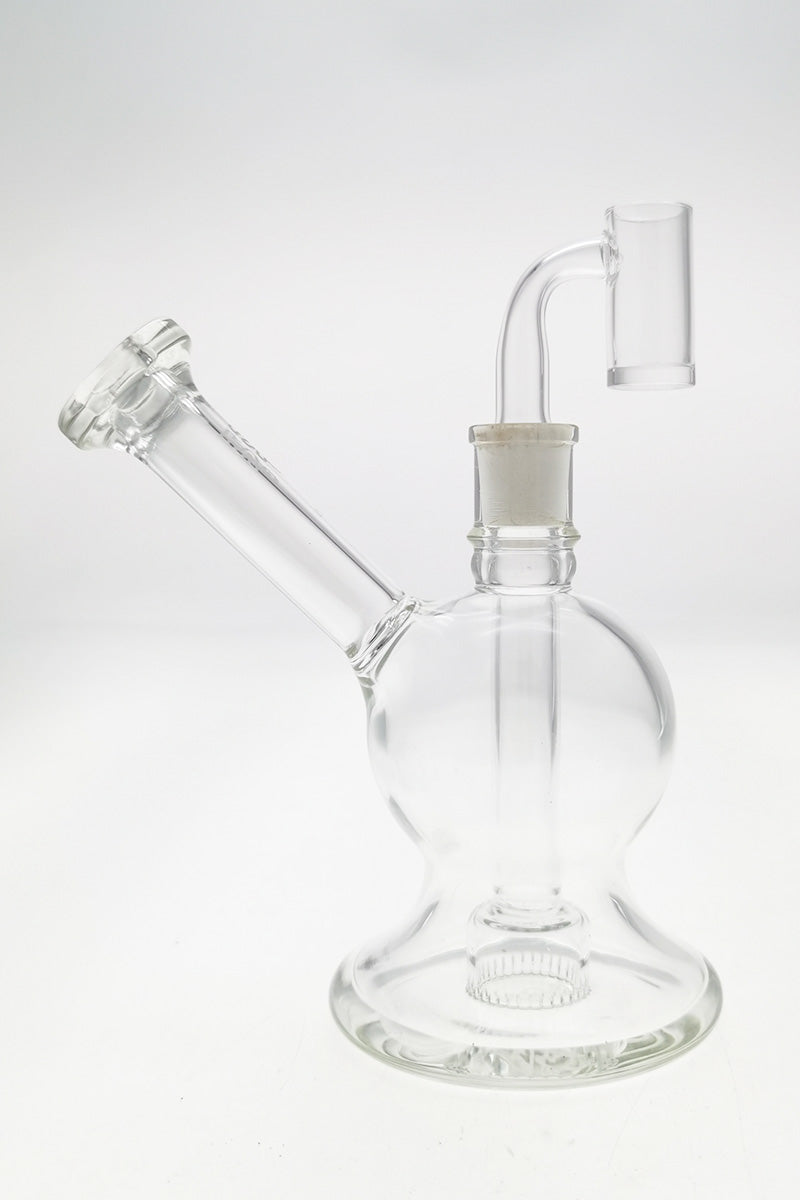 TAG 6" Bellow Globe Rig with Fixed Froth Showerhead Percolator, 14MM Female Joint, Side View