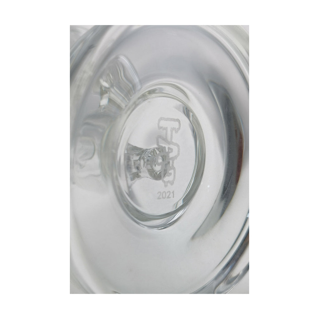 Close-up view of TAG 6" Bent Neck Dab Rig with Fixed Multiplying Diffuser, 10mm Female Joint