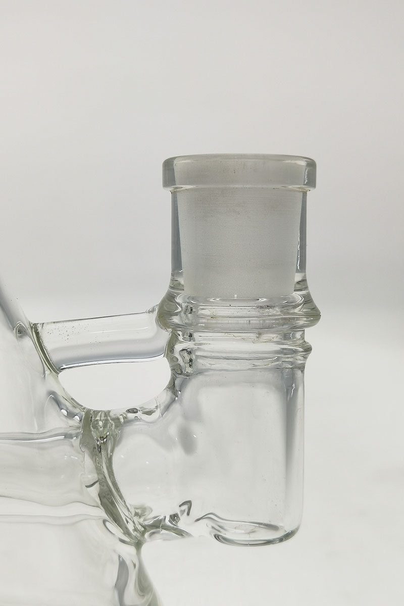 TAG 6" Bent Neck Fixed Stem Beaker, 14MM Female Joint, Clear Quartz, Side View