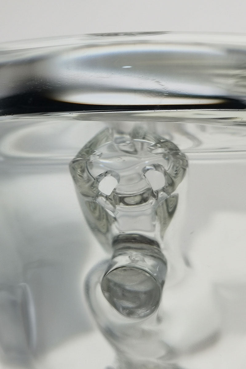 TAG 6" Bent Neck Beaker with Fixed Stem, 14MM Female Joint, Clear Quartz, Close-up