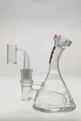 TAG 6" Bent Neck Beaker Dab Rig with Fixed Stem and 14MM Female Quartz Banger, Front View