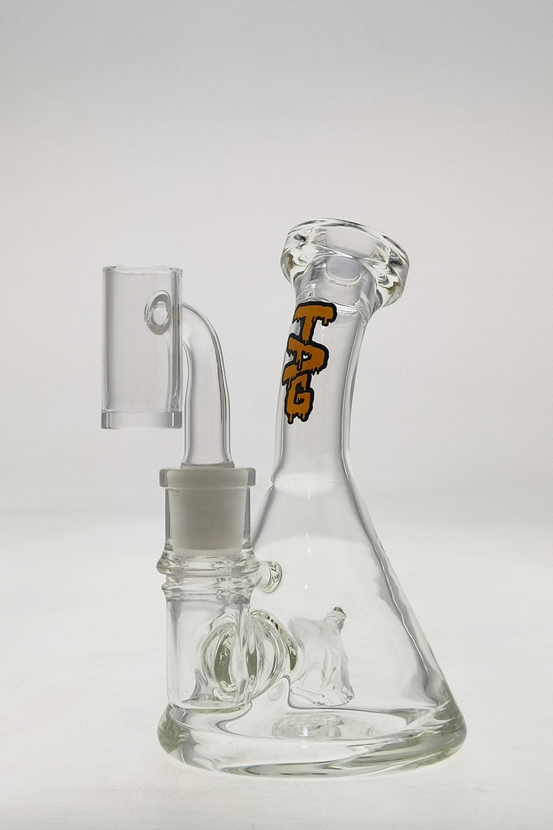 TAG 6" Bent Neck Beaker Dab Rig with Fixed Stem and Orange Label - 14MM Female Joint