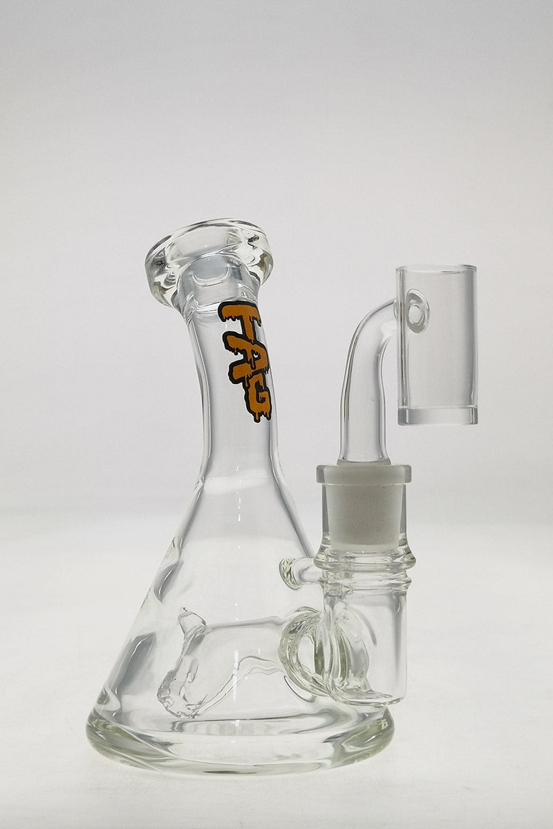 TAG 6" Bent Neck Beaker Dab Rig with Fixed Stem and 14MM Female Quartz Banger