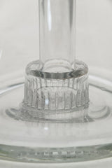 Close-up of TAG 6" Fixed Showerhead Puck Pyramid Rig with 14MM Male joint, clear glass