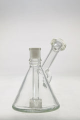 TAG 6" Fixed Showerhead Puck Pyramid Rig with 14MM Male Joint - Clear Glass Side View