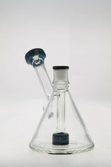 TAG 6" Fixed Showerhead Puck Pyramid Rig with 14MM Male Joint, clear glass, side view