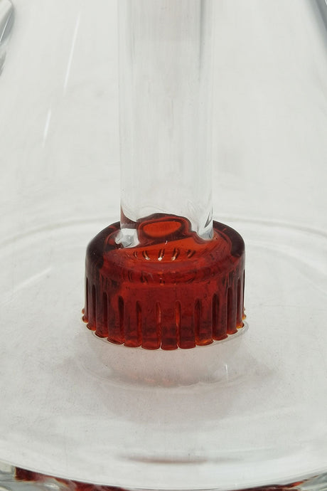 Close-up view of Thick Ass Glass Quartz Puck Pyramid Dab Rig with Showerhead Perc