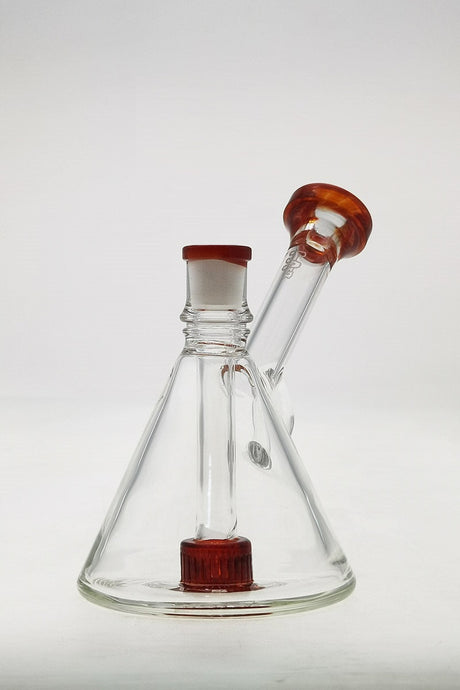 TAG 6" Showerhead Puck Pyramid Dab Rig with 14MM Male Joint, Clear Glass, Side View