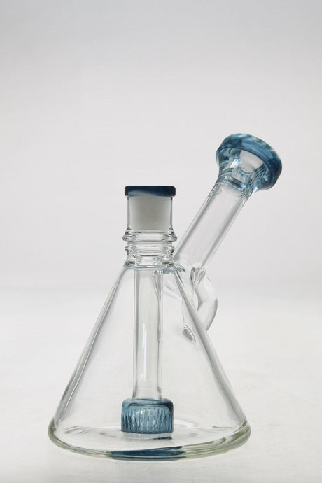 TAG 6" Fixed Showerhead Puck Pyramid Rig with Blue Stardust Accents, 14MM Male Joint, Front View