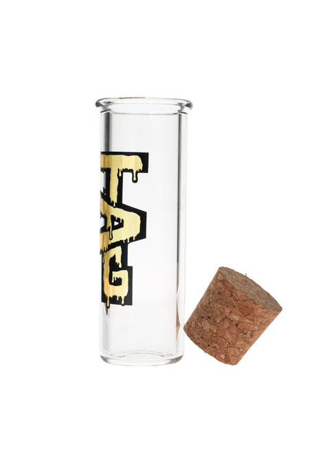 TAG 6" Clear Glass Jar with Rasta Logo and Cork Top for Bong Storage