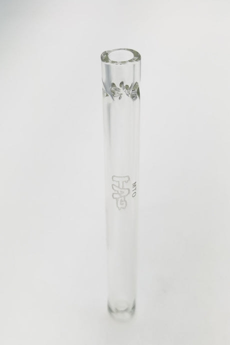 TAG 6" One Hitter Chillum with Pinched Screen, Clear Glass, Front View on White Background