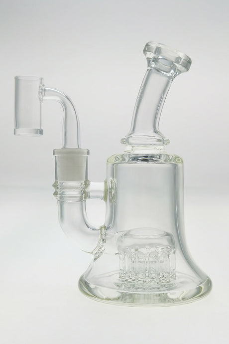 TAG 6.5" Bent Neck Bong with 12-Arm Diffuser and Bellow Base, Clear, Side View