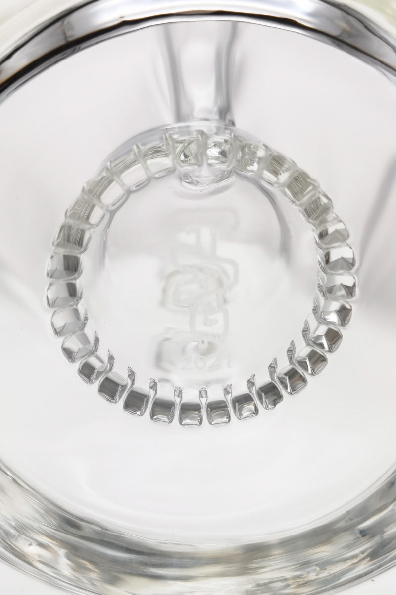 TAG - 6.5" Super Slit Froth Puck Rig close-up showing detailed slitted showerhead percolator.