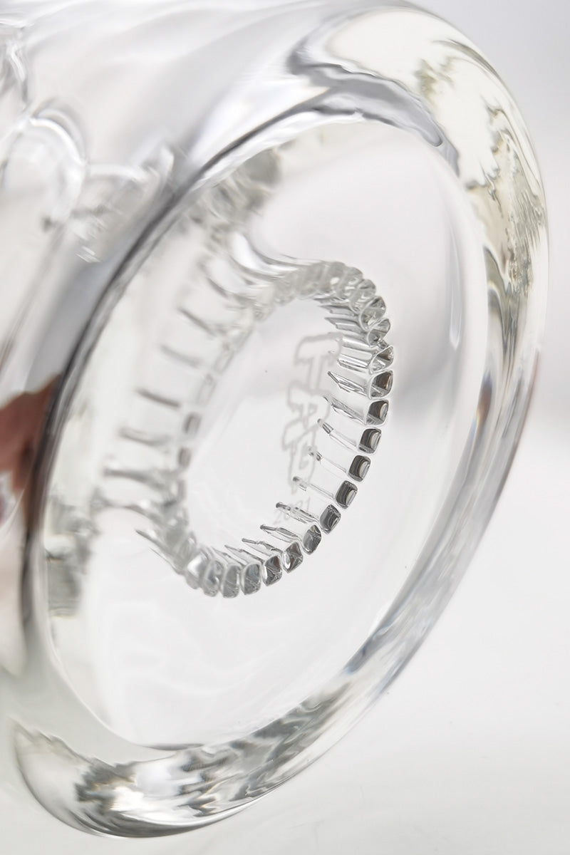 Close-up of TAG 6.5" Super Slit Froth Puck Rig showing detailed showerhead percolator