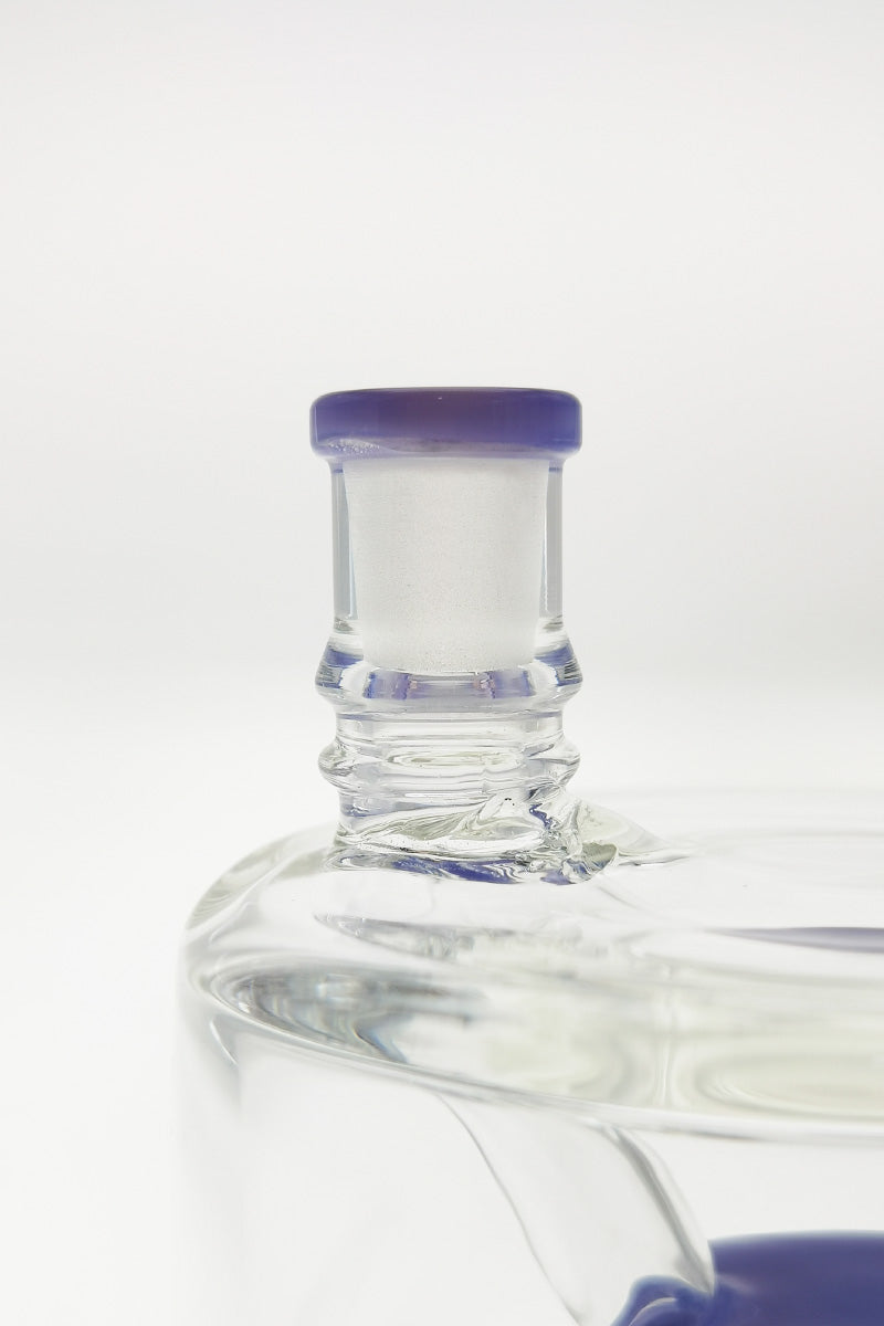 TAG 6.5" Super Slit Froth Puck Rig by Thick Ass Glass with clear joint close-up side view