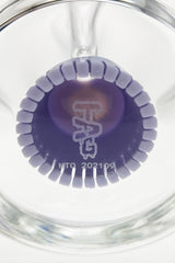 Close-up of TAG 6.5" Super Slit Froth Puck Rig base with purple showerhead percolator