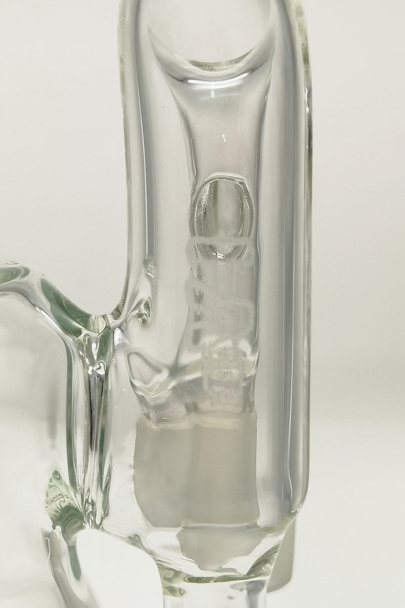 Close-up side view of TAG Super Slit Matrix Ash Catcher, 65x5MM with clear glass and sturdy build