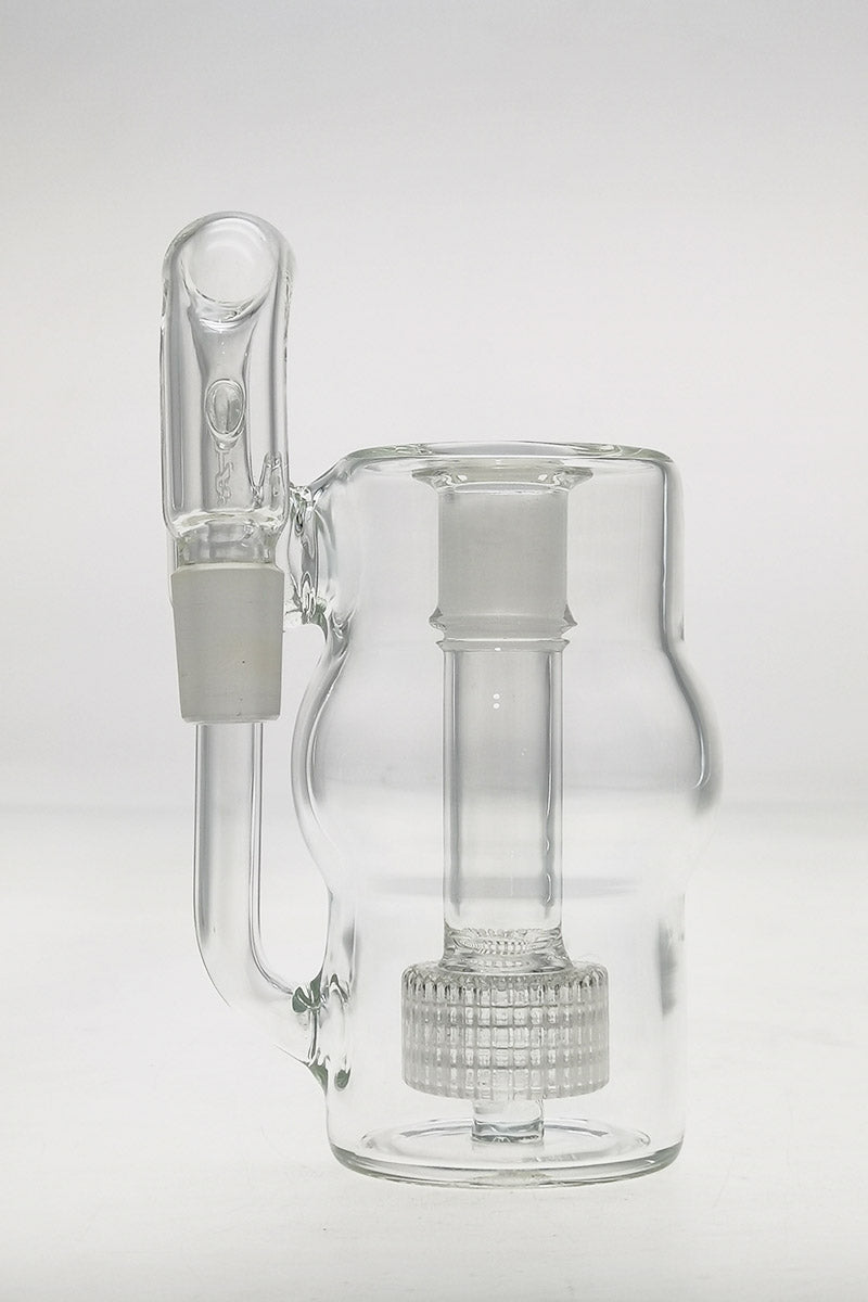 TAG 6.50" Super Slit Matrix Ash Catcher by Thick Ass Glass, clear, front view, 18MM Male to Female