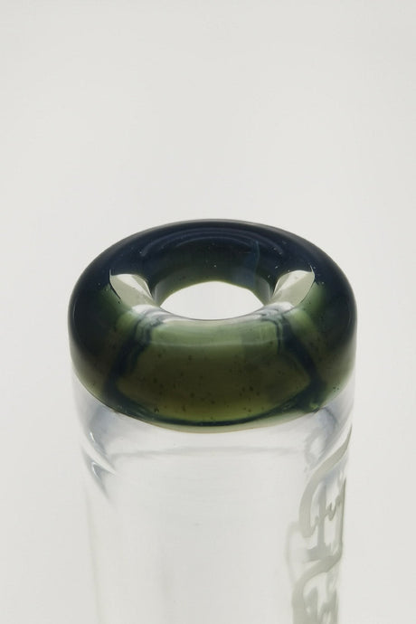Close-up of Thick Ass Glass 7" Quartz Beaker's 10mm Female Joint with Showerhead Downstem