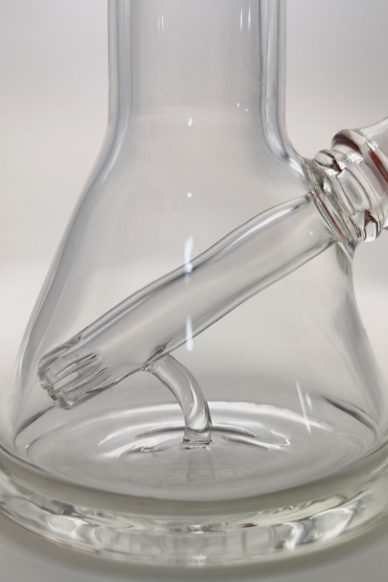 Close-up of TAG 7" Beaker Base with Fixed Showerhead Downstem in Clear Glass