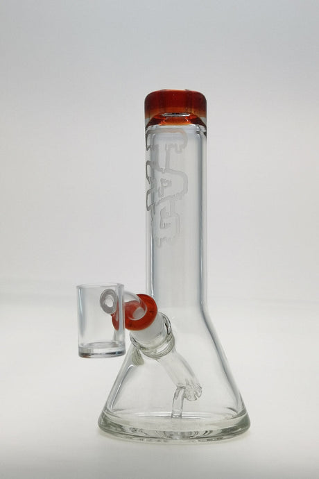 TAG 7" Beaker Dab Rig with Fixed Showerhead Downstem and Orange Accents