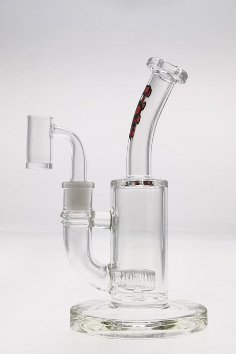 Thick Ass Glass 7" Quartz Bent Neck Rig, 14mm Female Joint, Showerhead Diffuser, Side View