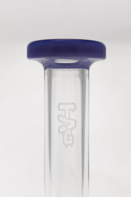 TAG 7" Bent Neck Dab Rig with Fixed Showerhead Puck Diffuser, 14MM Female Joint, Clear View