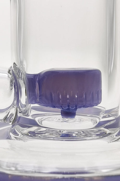 Close-up of Thick Ass Glass 7" Quartz Bent Neck Rig with Showerhead Diffuser and 14mm Female Joint