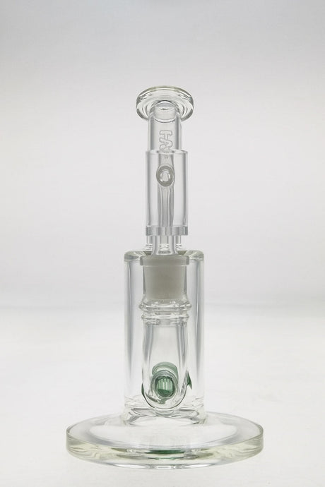 Thick Ass Glass 7" Quartz Bent Neck Dab Rig with Showerhead Diffuser, Front View on White