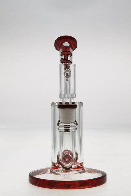Thick Ass Glass 7" Quartz Bent Neck Rig, Showerhead Diffuser, Sturdy Base, Front View