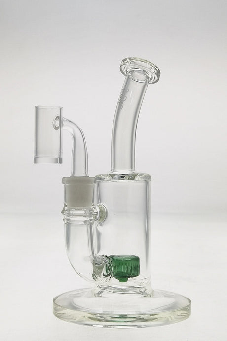 TAG 7" Bent Neck Dab Rig with Fixed Showerhead Puck Diffuser, Green Stardust Logo