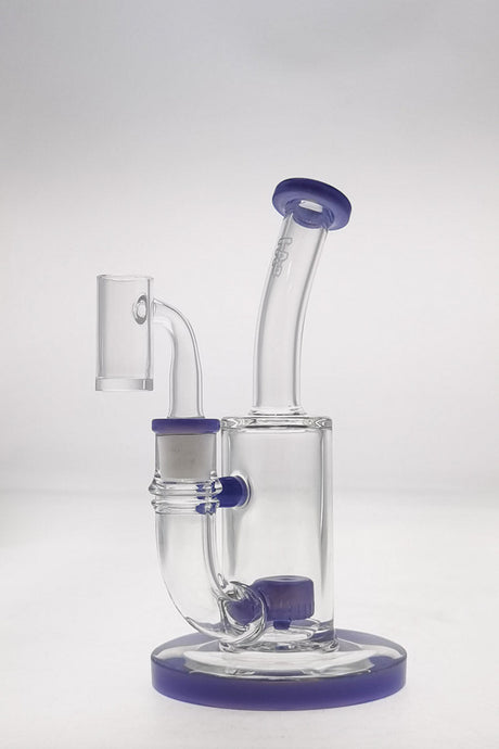 TAG 7" Bent Neck Dab Rig with Fixed Showerhead Puck Diffuser and Purple Accents