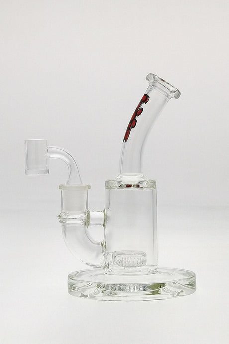 TAG 7" Bent Neck Dab Rig with Fixed Showerhead Puck Diffuser, 14MM Female Joint, and Wavy Red Label