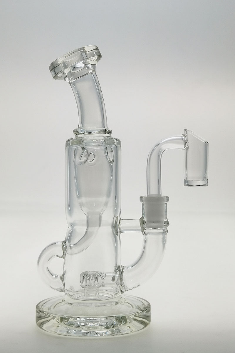 TAG 7" Micro Super Slit Puck Mini Klein Bong with Showerhead Percolator, 10mm Female Joint, Front View