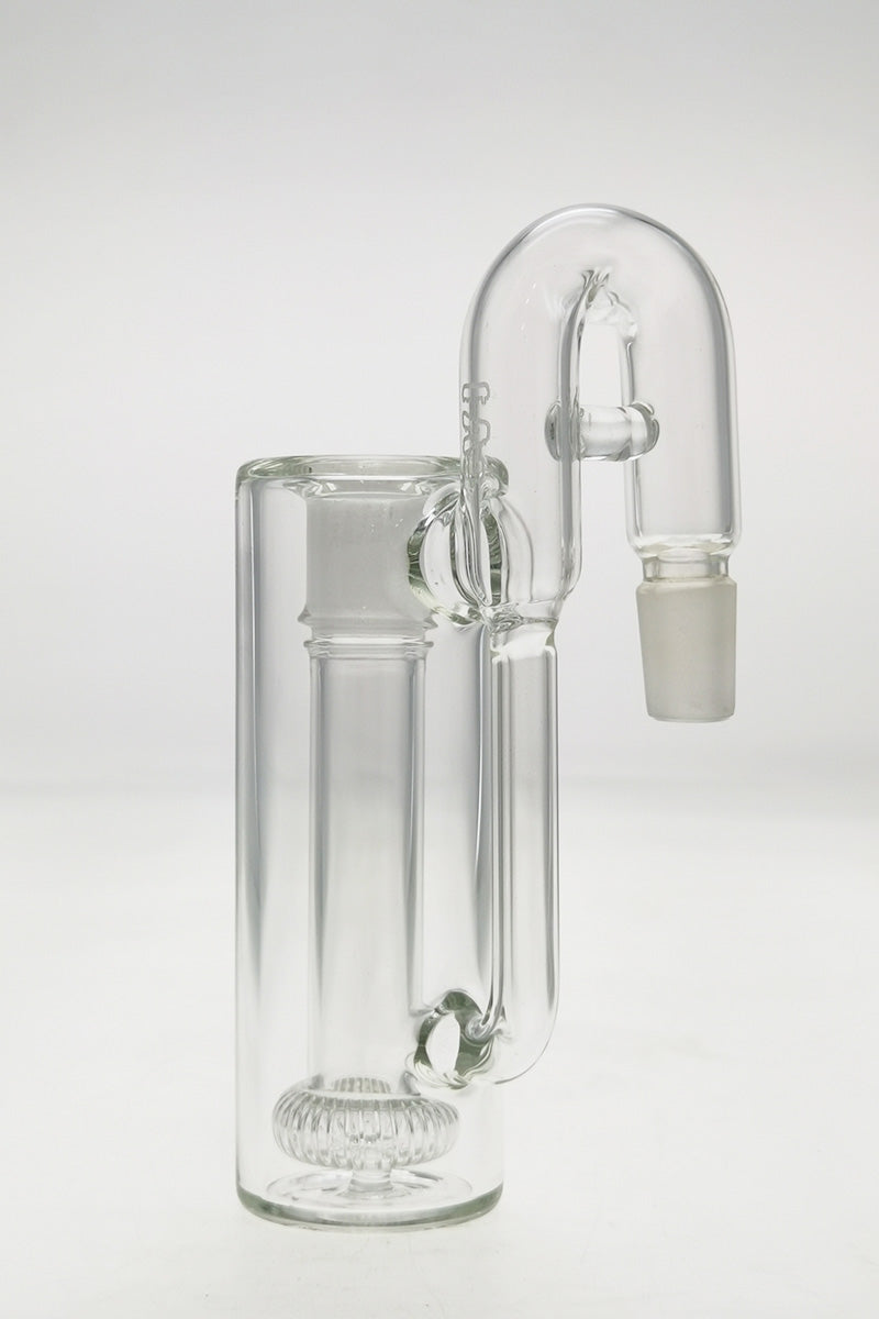 Thick Ass Glass 7.25" UFO Percolator Ashcatcher with 18MM joint and Recycling E.C. side view on white