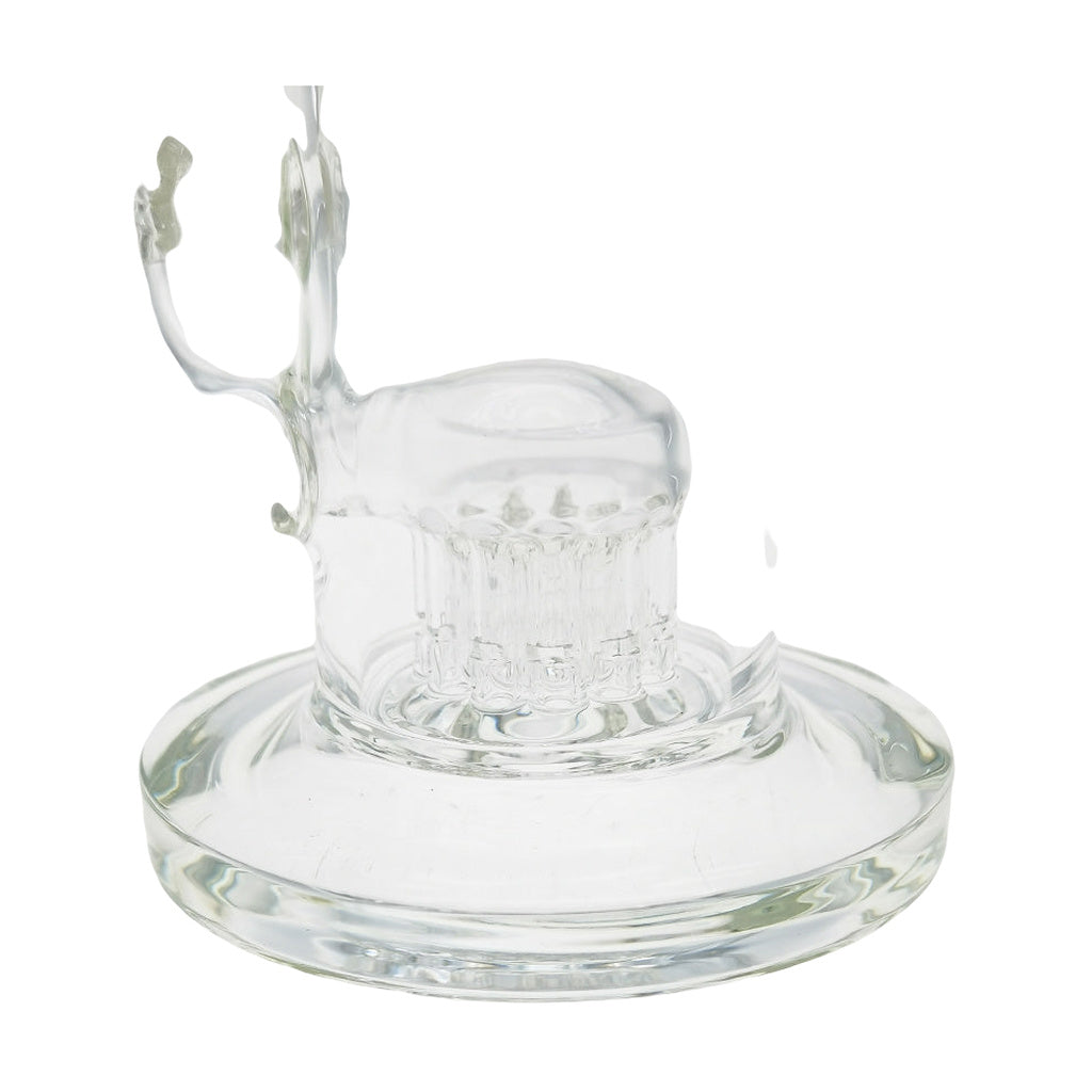 Close-up of TAG 7.5" Bent Neck Bong with 12-Arm Tree Diffuser and Clear Base
