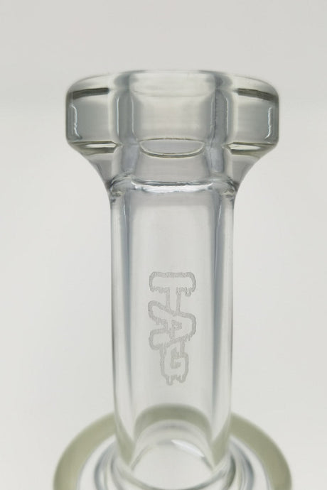 TAG 8" Bent Neck Bong Close-Up, 14MM Female Joint with Inline Diffuser, 4mm Thick Glass