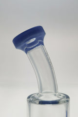 TAG 8" Bent Neck Puck Bong with Blue Accents and Showerhead Percolator - Close-Up