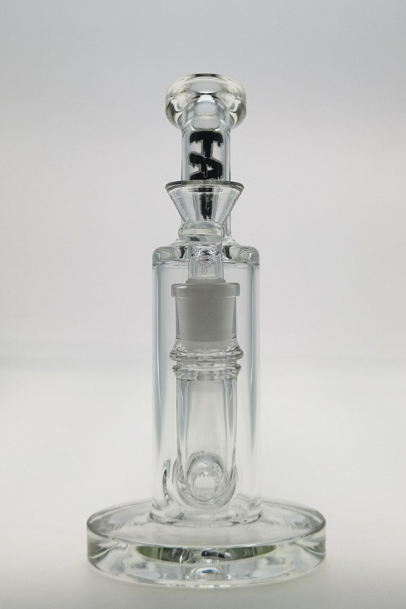 TAG 8" Bent Neck Bong with Super Slit Puck Percolator, 44x4MM Thick Glass, Front View