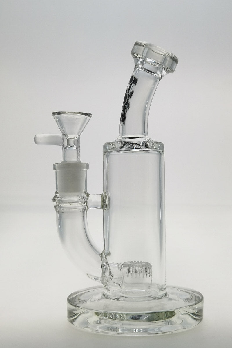 TAG 8" Bent Neck Bong with Fixed Showerhead Percolator, 14mm Female Joint, Front View