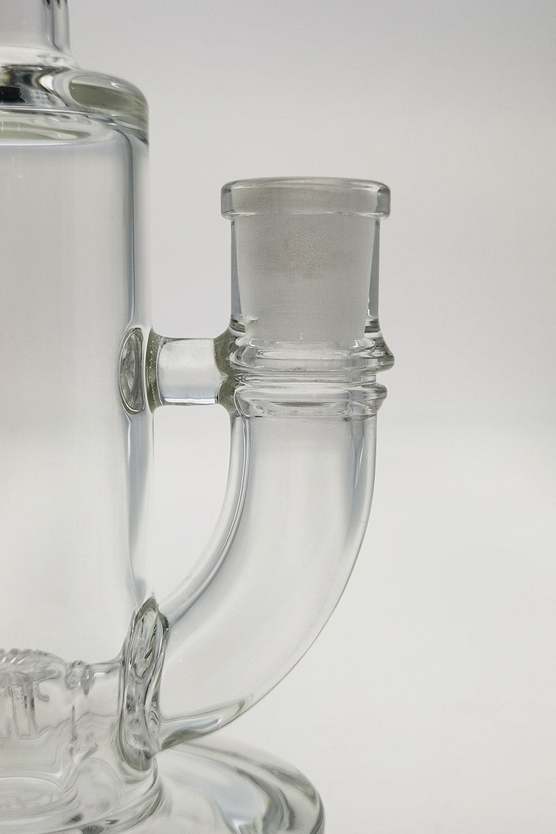 Close-up of TAG 8" Bent Neck Bong with Fixed Super Slit Puck Percolator and 14mm Female Joint