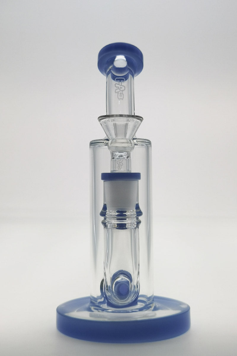 TAG 8" Bent Neck Bong with Fixed Super Slit Puck Percolator, 44x4MM, Front View