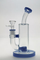 TAG 8" Bent Neck Bong with Super Slit Puck Percolator, 14mm Female Joint, Thick Glass, Front View